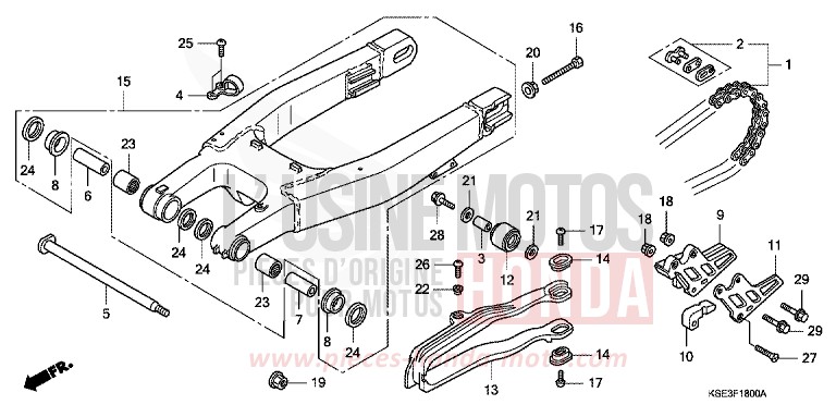 SWINGARM for CRF150R "Big wheels" EXTREME RED (R292) from 2007